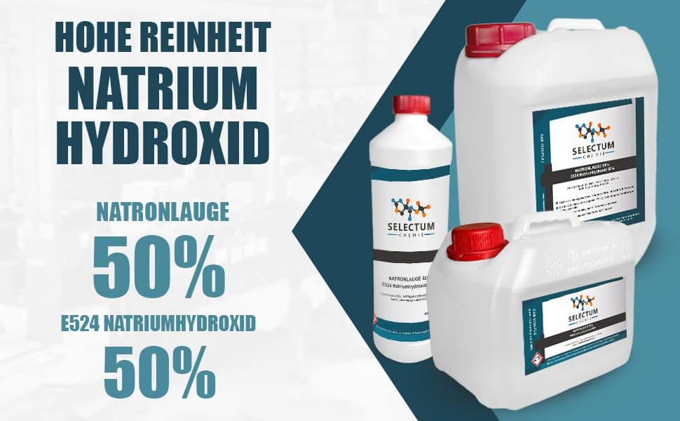 1 Liter  Natronlauge (Natriumhydroxid) 50 %  NaOH in Lebensmittelqualität E524 für Brezenlauge, Brezellauge, Laugengebäck, Backen, und Lebensmittelverarbeitung