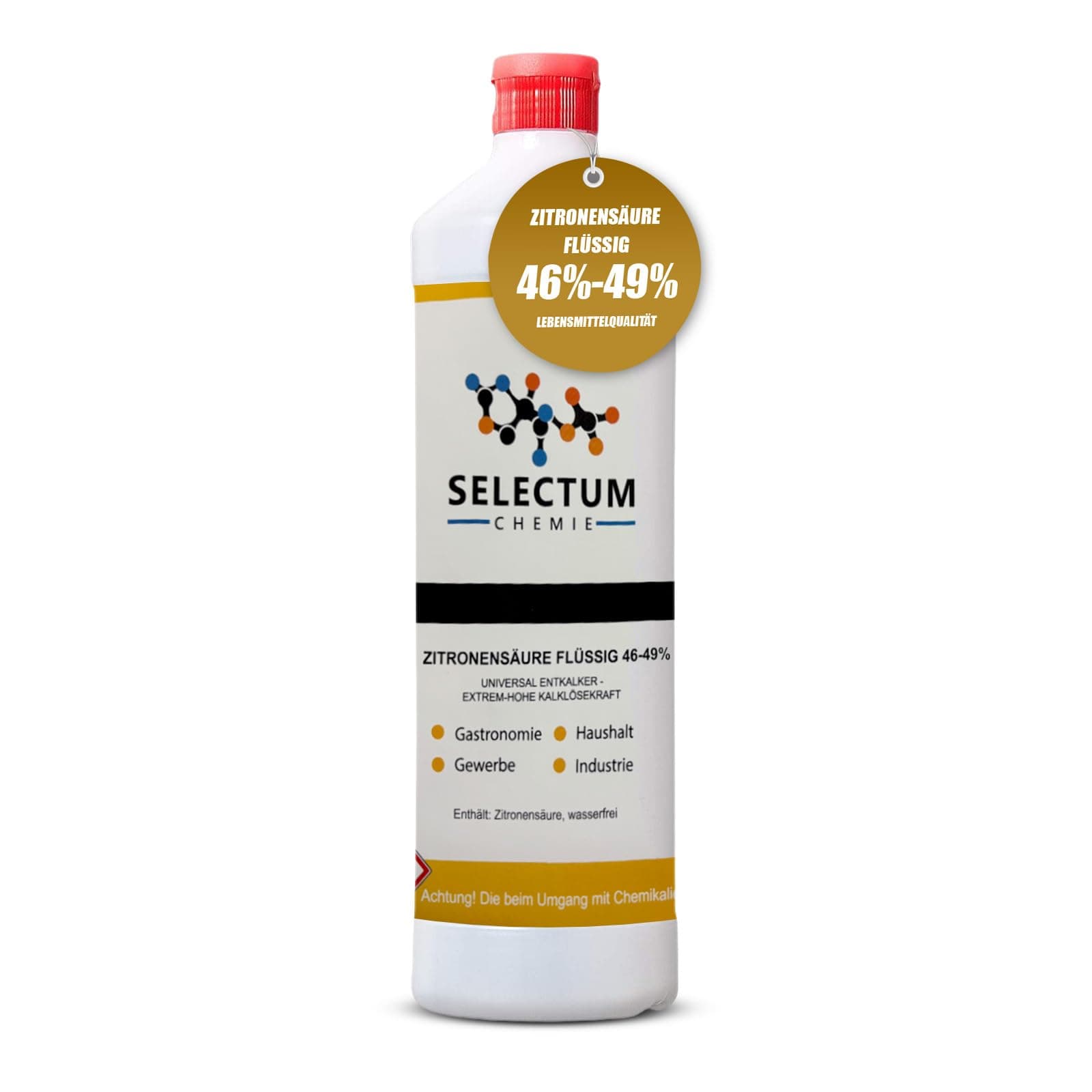 1 Liter pure Reine Citronensäure | Flüssiger Bio-Entkalker für Küche & Bad | Effektiv gegen Kalkablagerungen | 100% natürliche Inhaltsstoffe | Lebensmittelsauber