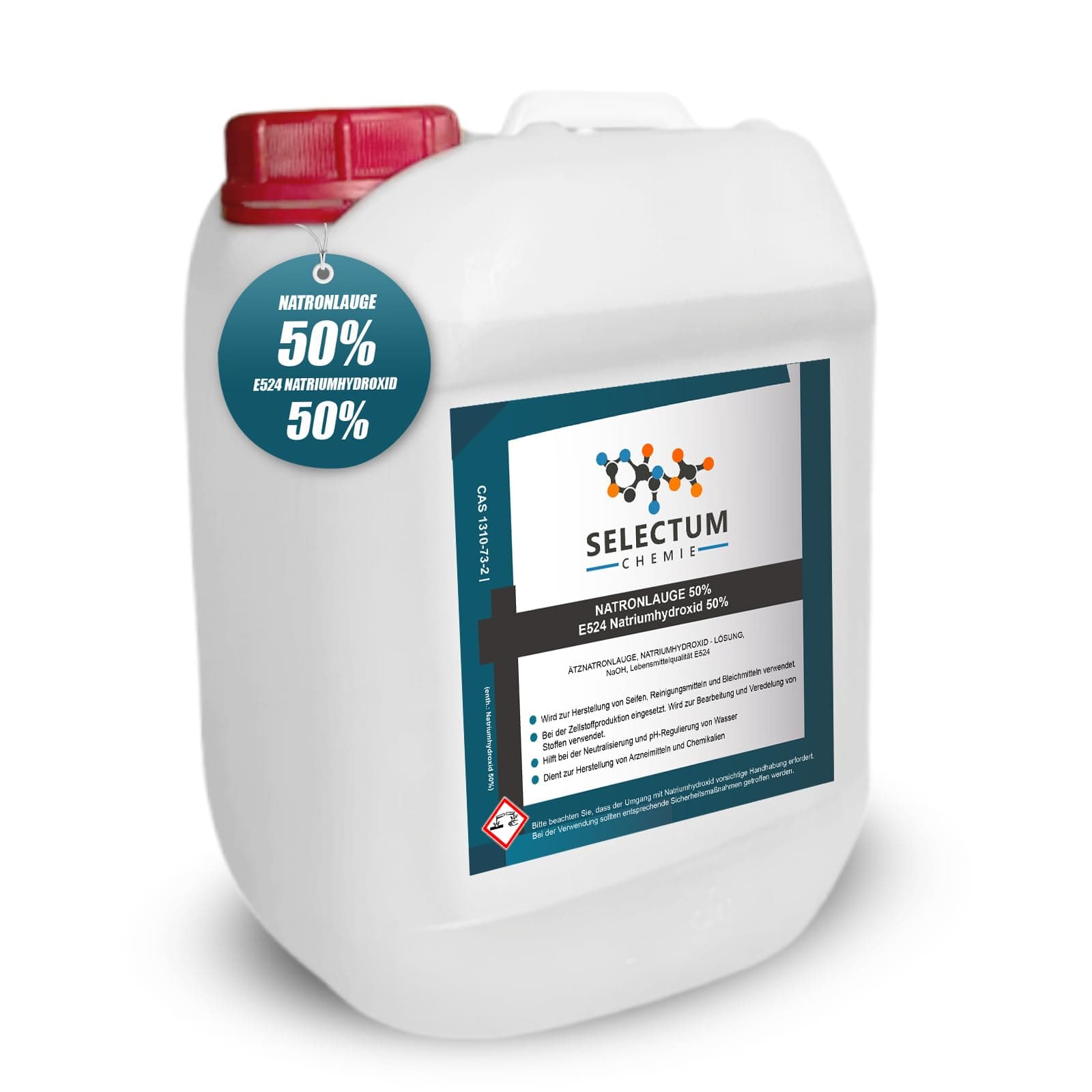 5 Liter Natronlauge (Natriumhydroxid) 50 %  NaOH in Lebensmittelqualität E524 für Brezenlauge, Brezellauge, Laugengebäck, Backen, und Lebensmittelverarbeitung