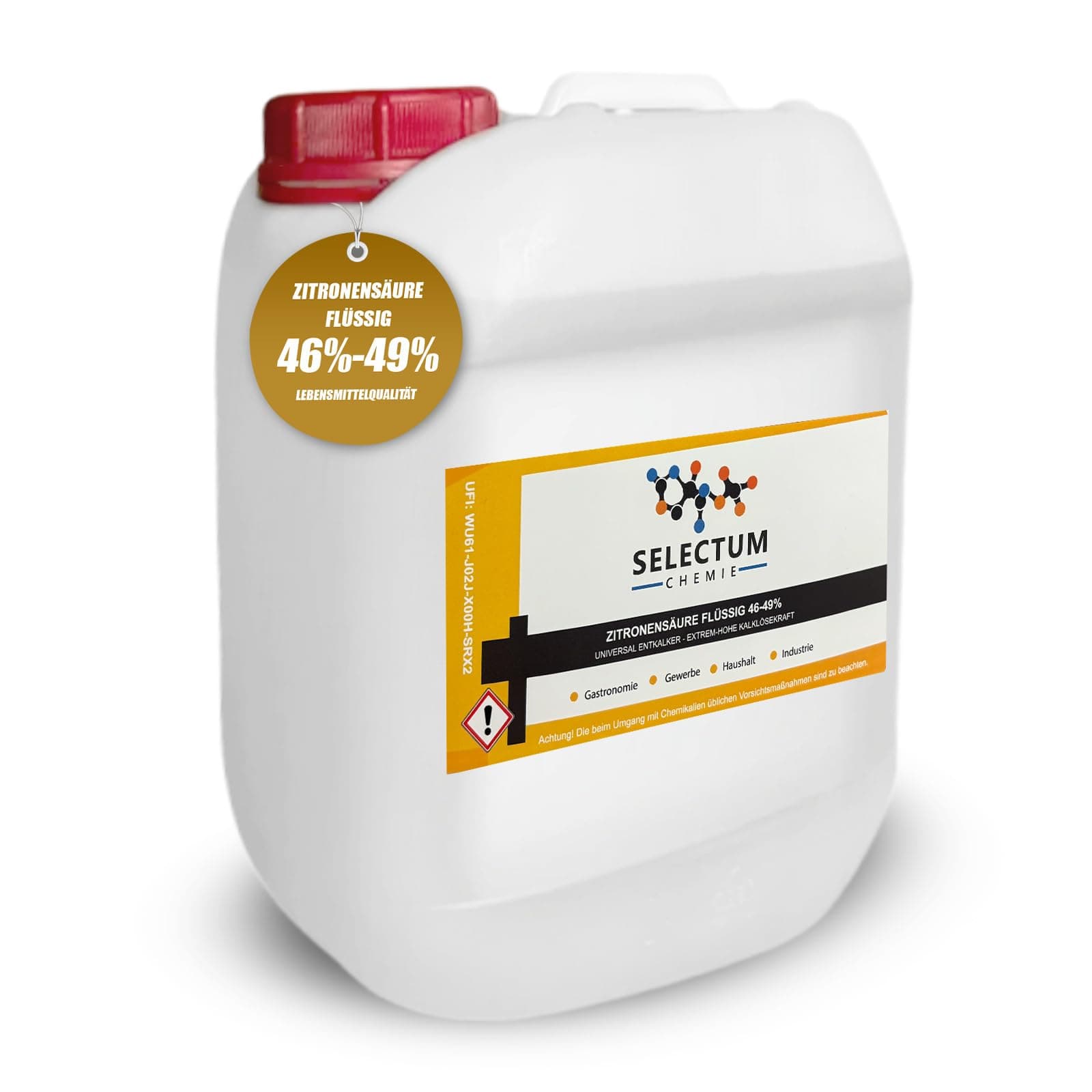 5 Liter pure Reine Citronensäure | Flüssiger Bio-Entkalker für Küche & Bad | Effektiv gegen Kalkablagerungen | 100% natürliche Inhaltsstoffe | Lebensmittelsauber